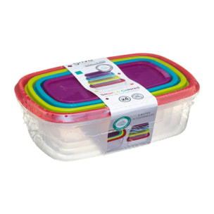 4 boîtes de conservation "Colors" plastique
