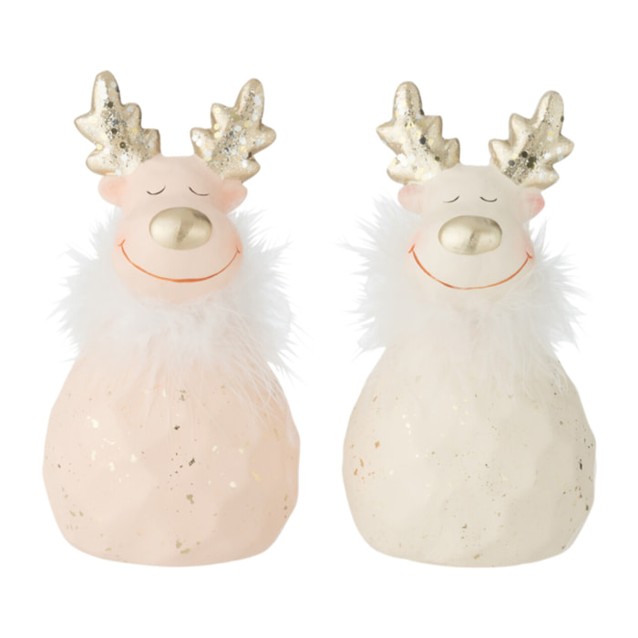 J-Line figurine Renne - céramique - mix - small - 2 pièces