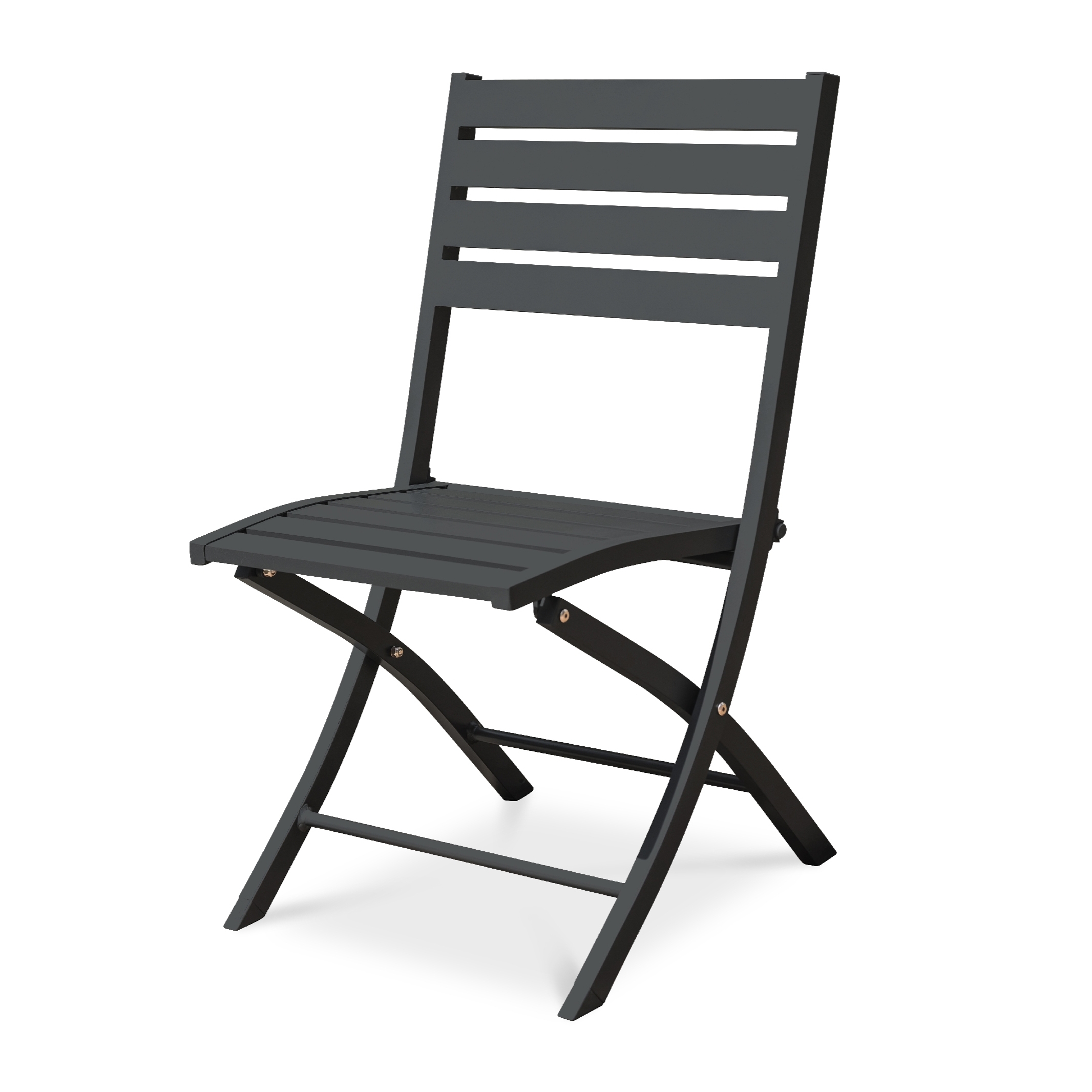 MARIUS - Chaise de jardin pliante en aluminium gris anthracite