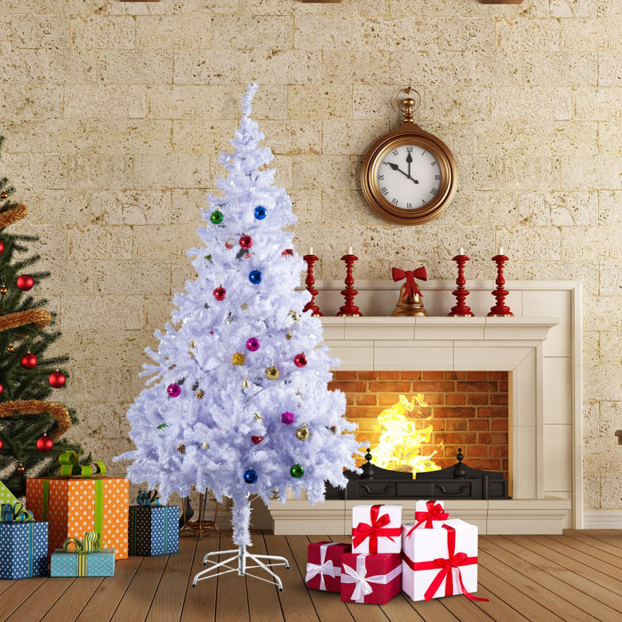 Árbol de Navidad 150cm Artificial Pino con Adornos Decorativos 48 Pcs y Soporte Metálico Color Blanco Árbol Realista para Decoración Navidad