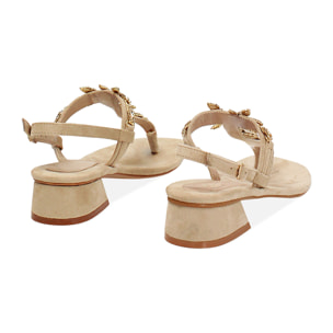 Sandalias beige con tacón 3,4 cm