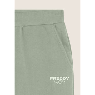 Pantaloni Regular Fit in French Terry con Polsini in Costina