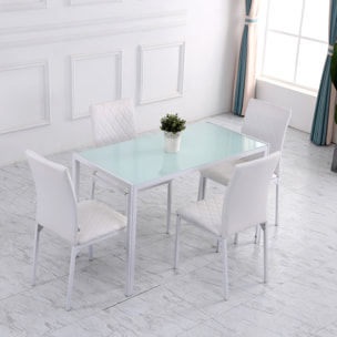 Lot de 4 chaises de salon design Chesterfield effet capitonné métal synthétique blanc