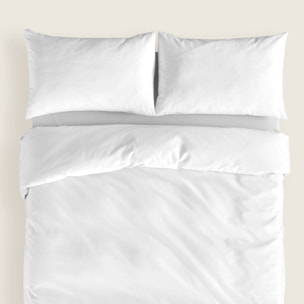 Naturals - Funda Nórdica Lisa - Cierre con botones - 100% Algodón - Incluye 1/2 Fundas de Almohada - Blanco Óptico