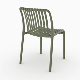 Lot de 2 chaises de jardin empilables en plastique vert kaki - Duli