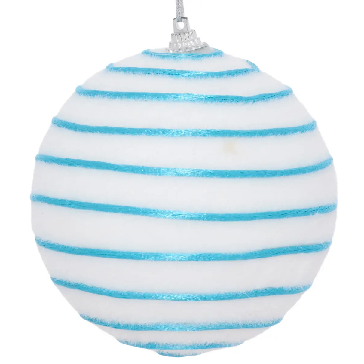 Boule de Noël blanche rayée D. 100 mm