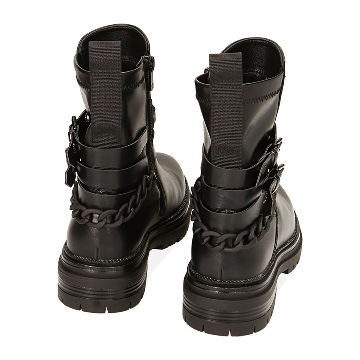 Stivaletti bikers neri con catene