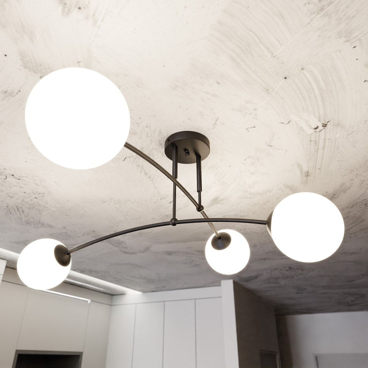 Lampada a sospensione PREGOS in metallo nero e vetro bianco