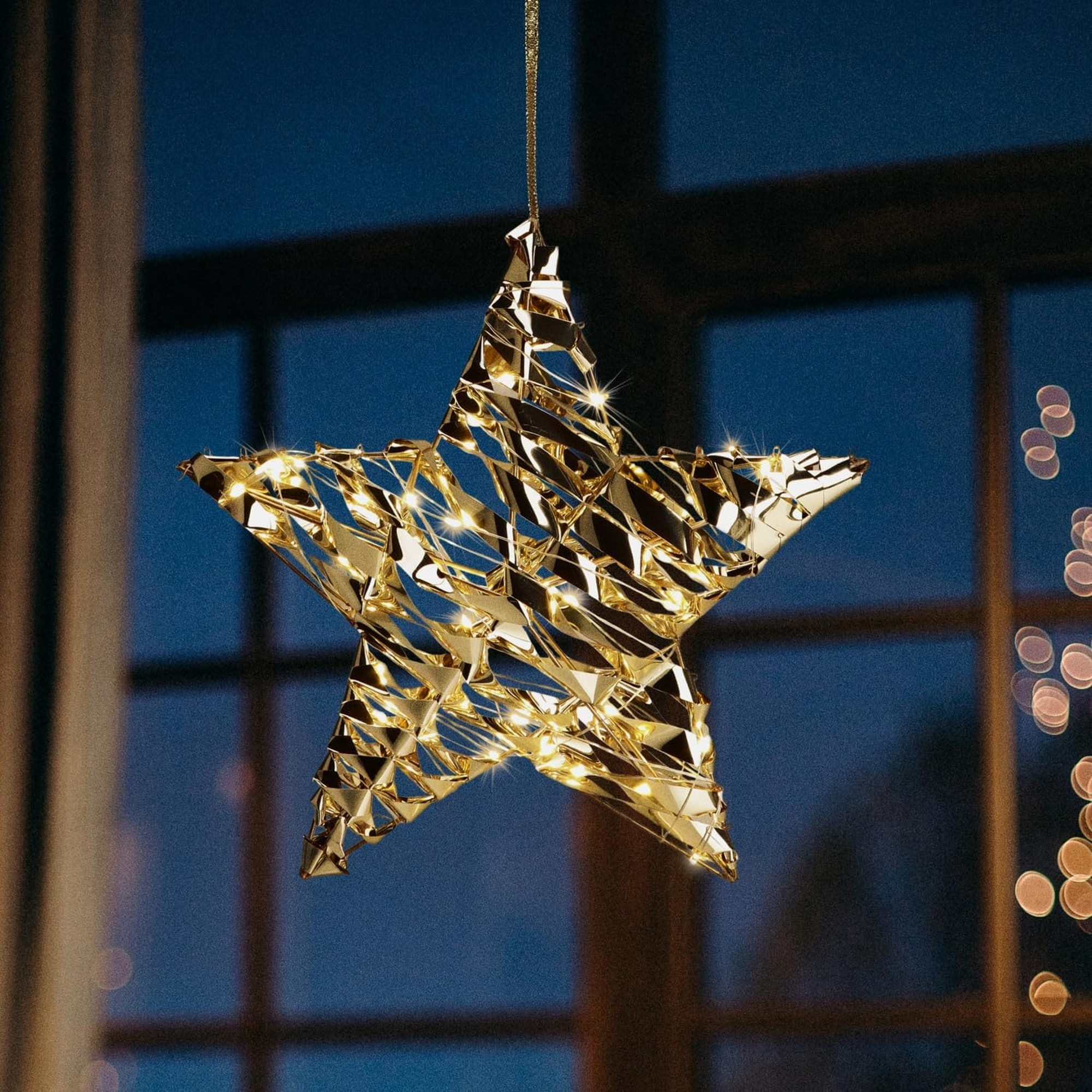 decoración colgante con forma de estrella con 40 luces micro led 30x8x30cm