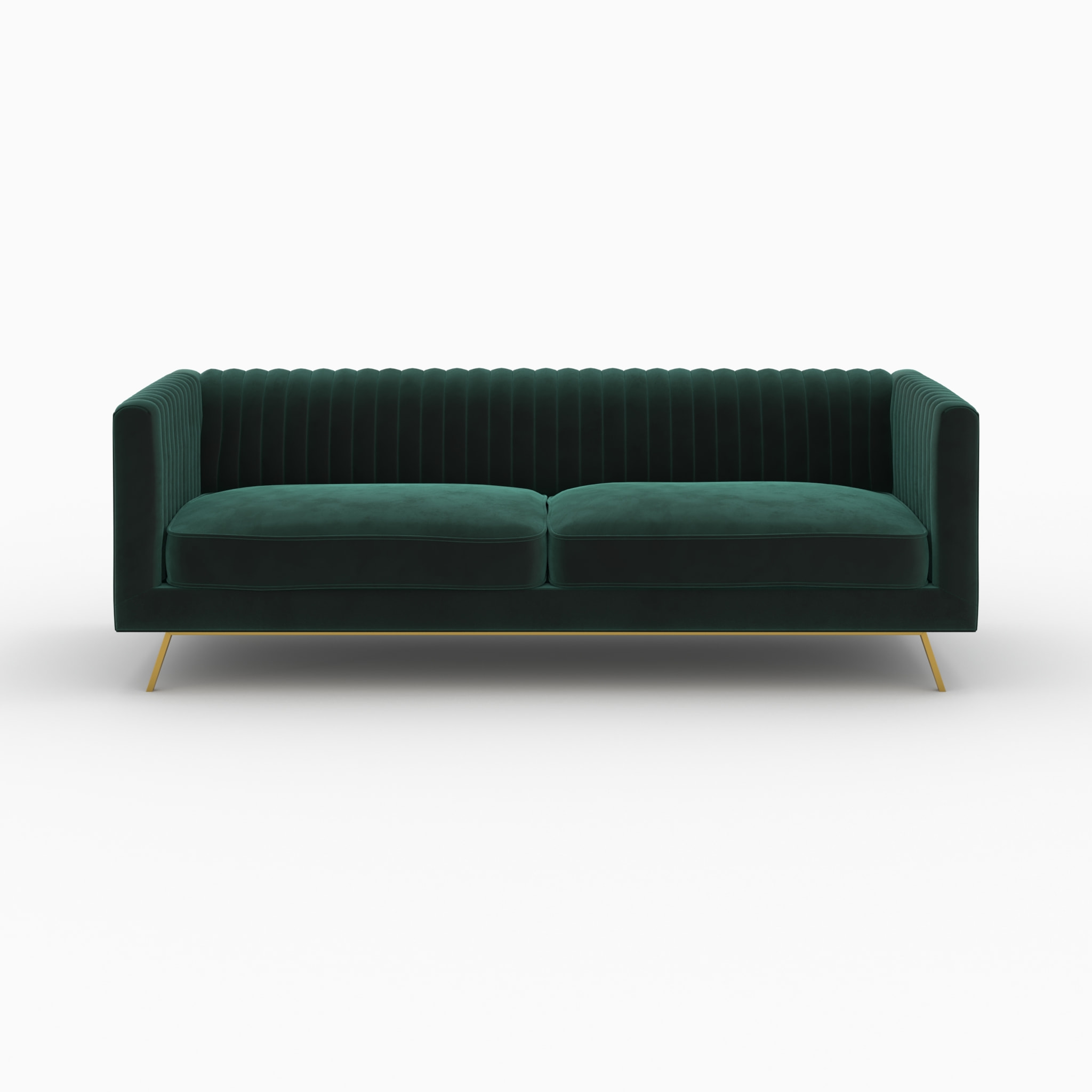Ensemble canapé et fauteuil en velours vert 4 places - Gatsby