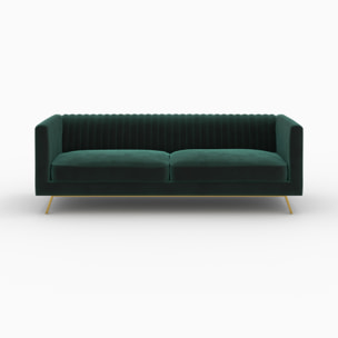 Ensemble canapé et fauteuil en velours vert 4 places - Gatsby