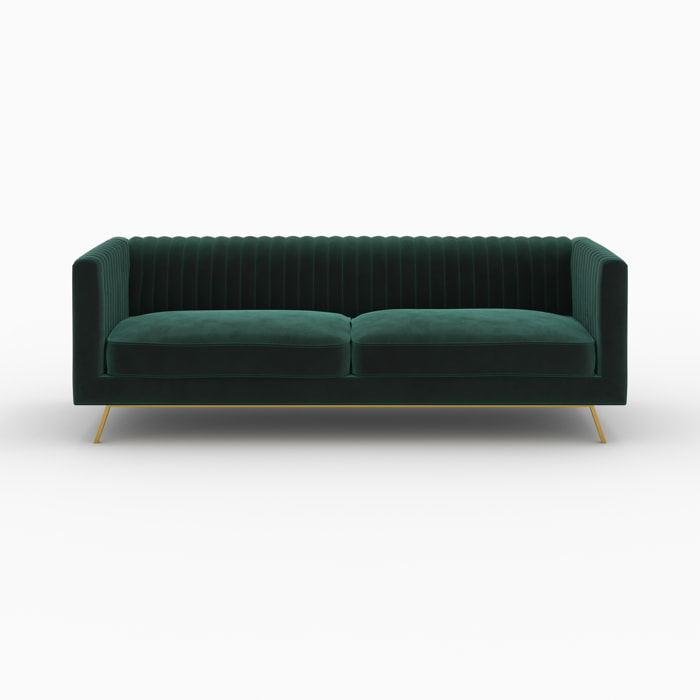 Ensemble canapé et fauteuil en velours vert 4 places - Gatsby