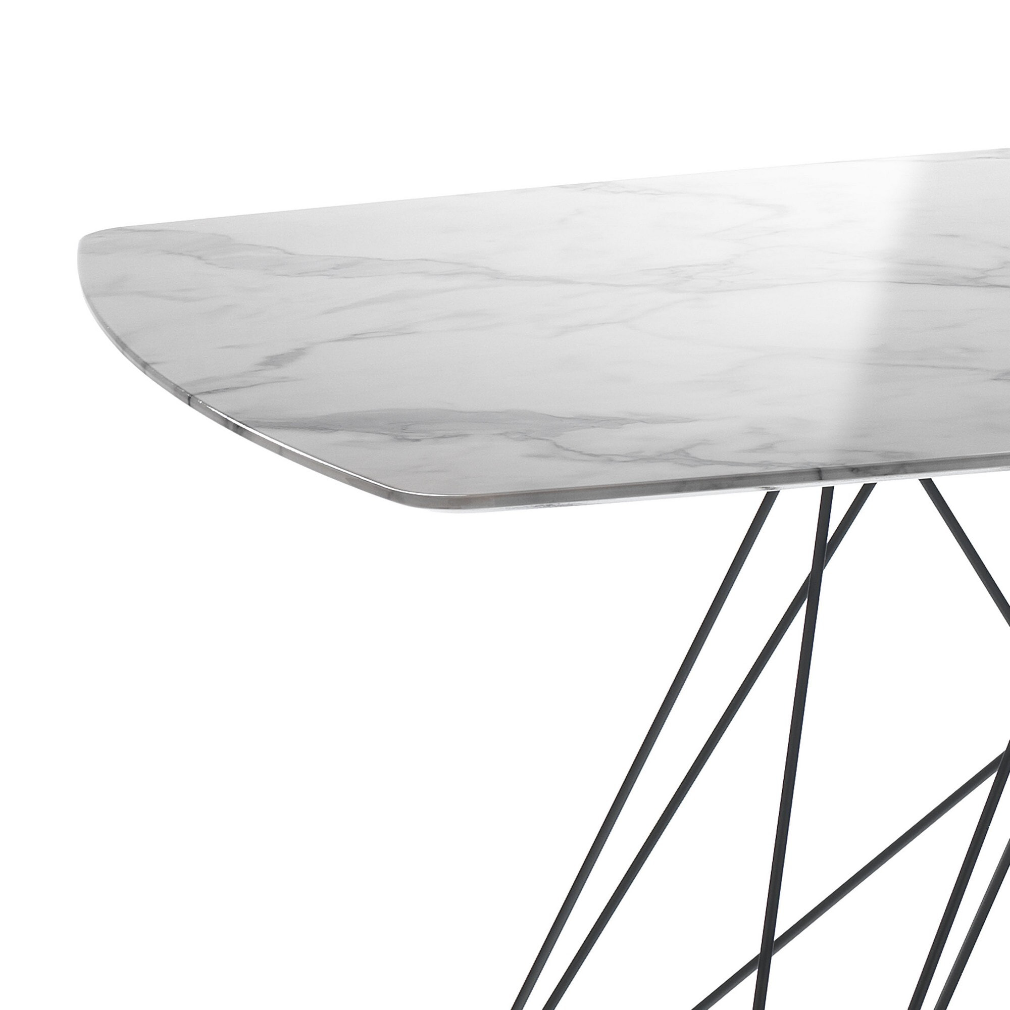 Bureau design Tomasucci SPILLO MARBLE, plateau effet marbre, structure en métal noir
