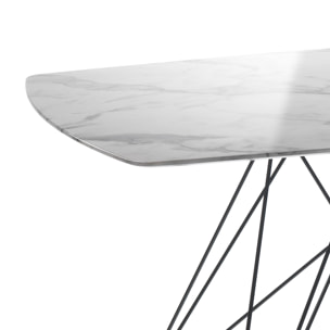 Bureau design Tomasucci SPILLO MARBLE, plateau effet marbre, structure en métal noir
