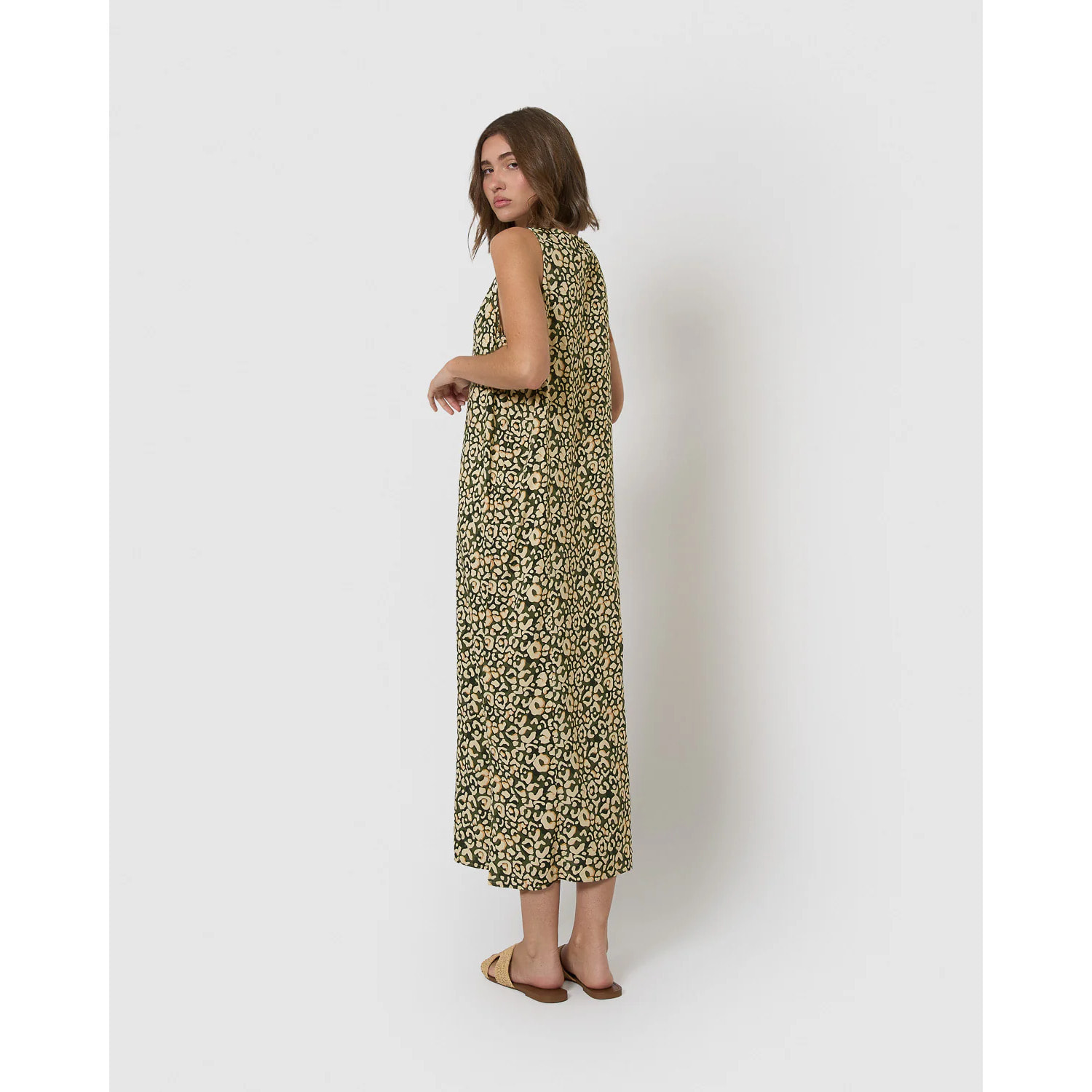 Vestido largo viscosa milina verde