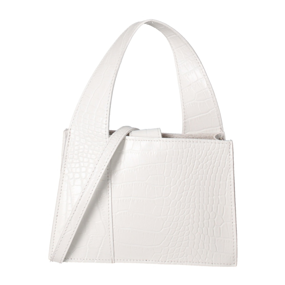 Borsa a mano da donna - Modello False - Vera pelle effetto cocco - 21.0 x 14.0 x 8.0 cm