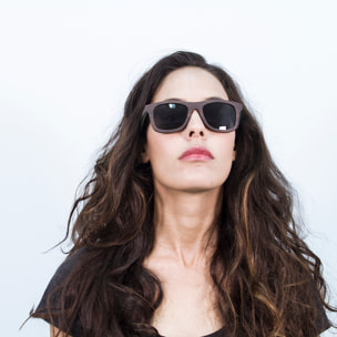 Gafas de sol OCEAN VENICE BEACH - De madera skate marrón oscuro con línea azul y / Ahumada