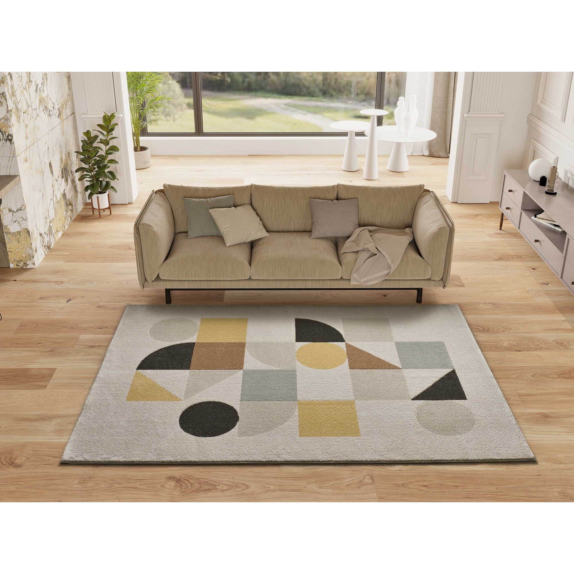 DOMUS Alfombra pelo corto diseÃ±o geomÃ©trico multicolor, varias medidas disponibles.