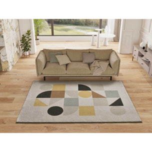 DOMUS Alfombra pelo corto diseÃ±o geomÃ©trico multicolor, varias medidas disponibles.