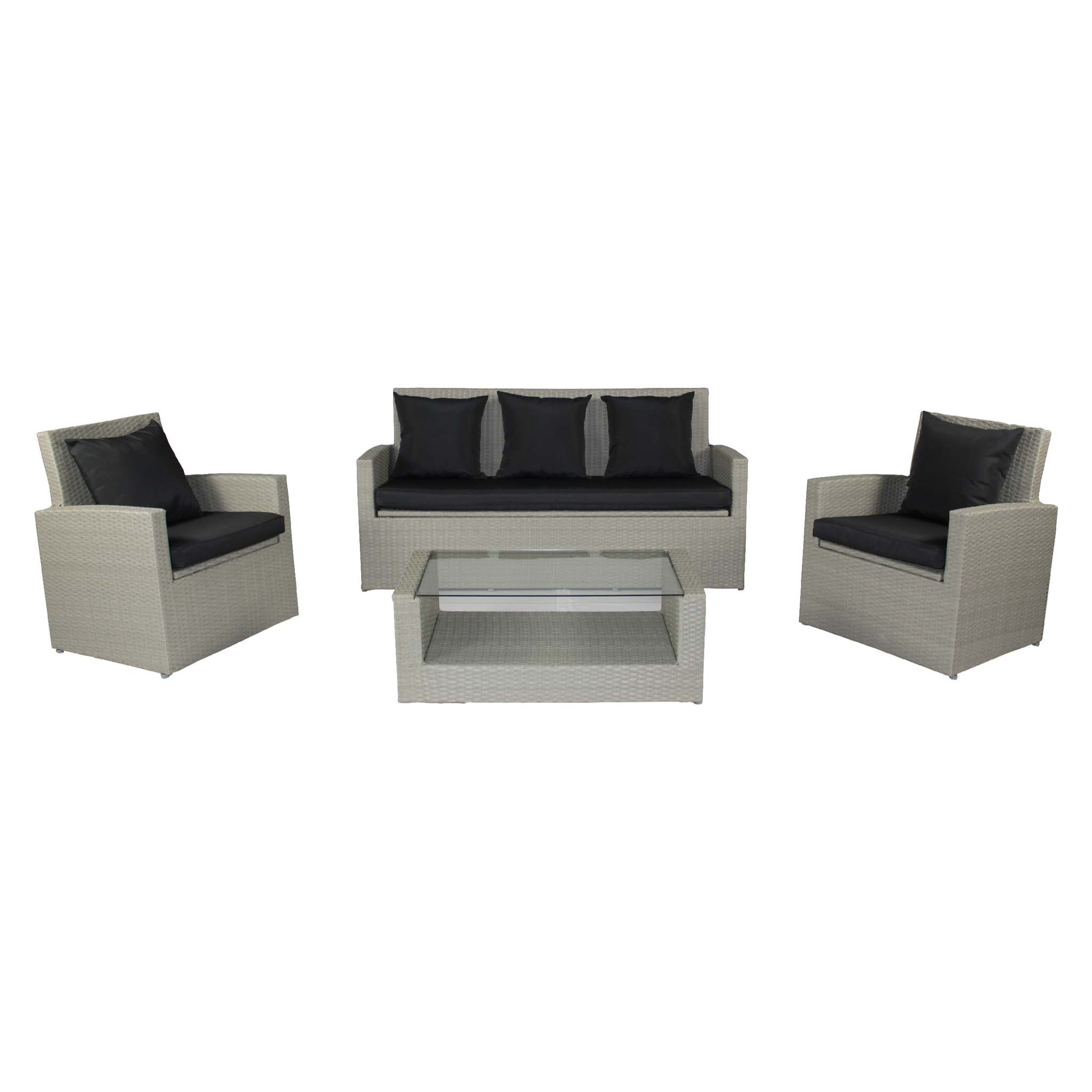 PVC-CONFORT - Salon de jardin 5 places en résine tresséee