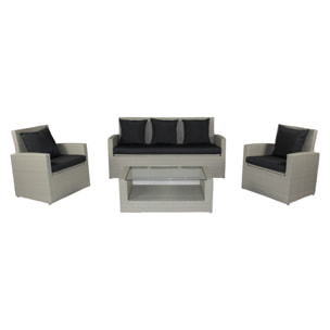 PVC-CONFORT - Salon de jardin 5 places en résine tresséee