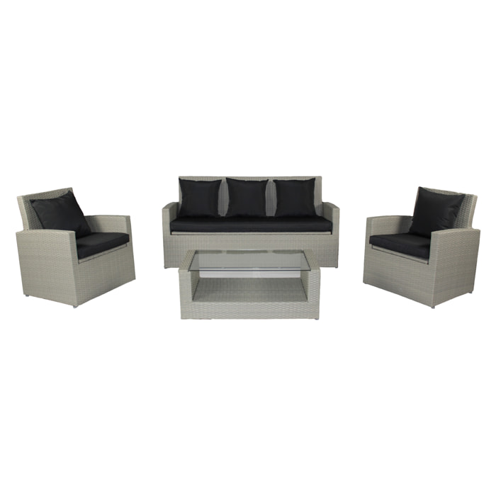 PVC-CONFORT - Salon de jardin 5 places en résine tresséee