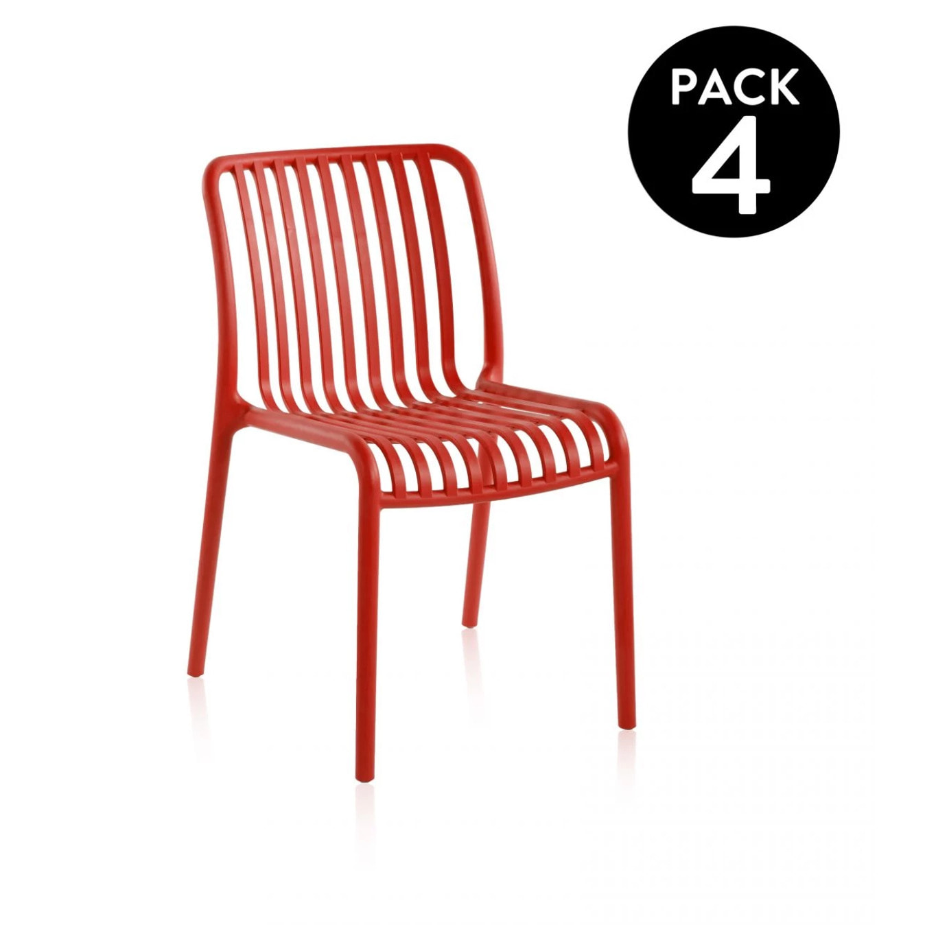 Pack 4 sillas de exterior Jamie Carmesí