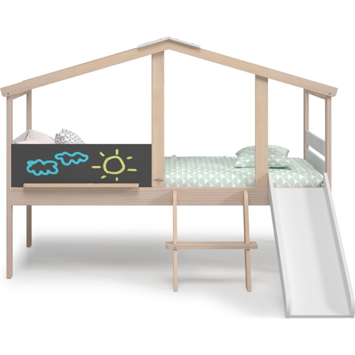 Lit cabane enfant avec toboggan  - JULES