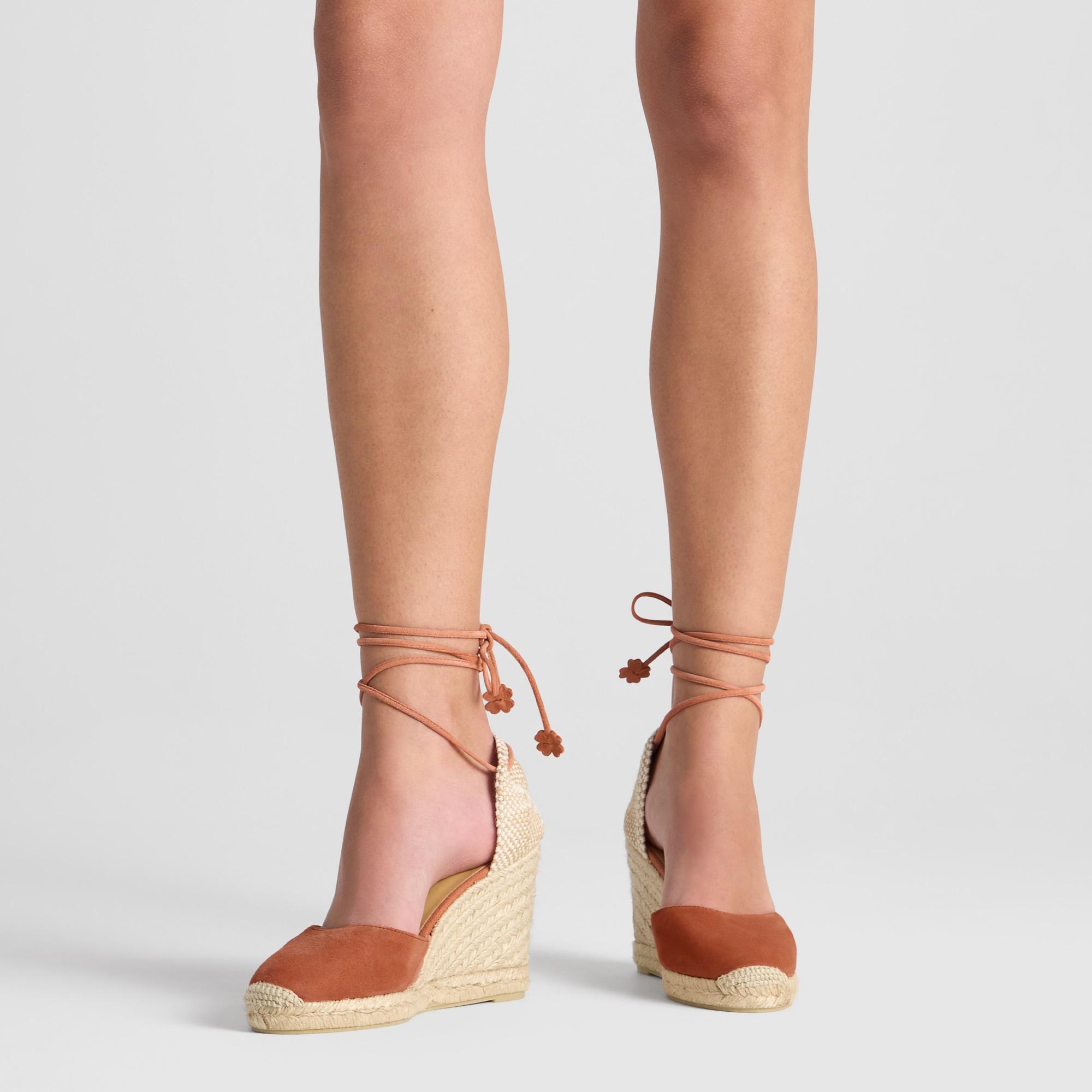 Alpargata de cuña 6 cm en ante con cordones trébol