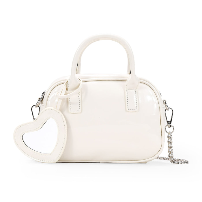 Bolso pequeño bowling blanco con espejo