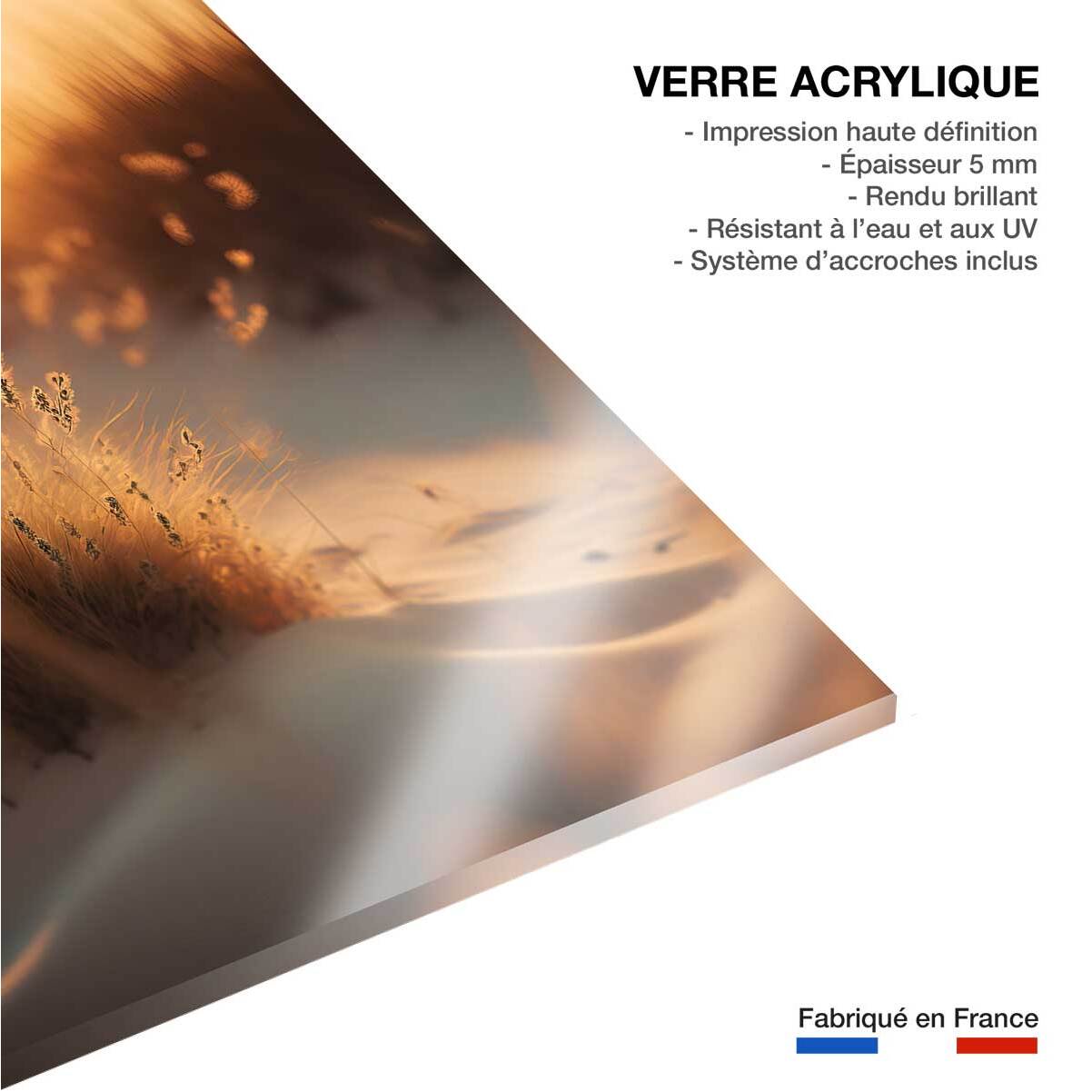 Tableau mer et plage coucher de soleil à la plage  Tableau plexiglas