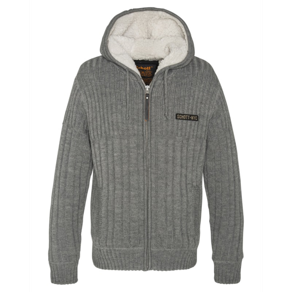 PLDUNCAN MAGLIA SCHOTT 85% ACRYLIC 15% WOOL / SHERPA = 100% POLYESTER Grigio