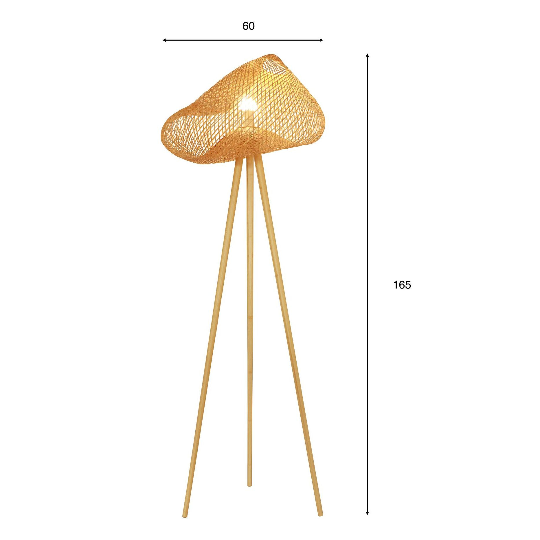 LAMPADAIRE EN BAMBOU PIEDS EN BOIS Ø 60 CM X 165 CM LIPS