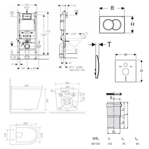 Pack WC bâti-support Duofix 112cm + WC sans bride + abattant SoftClose + set d'isolation + plaque blanche (CETORGEB3SET)