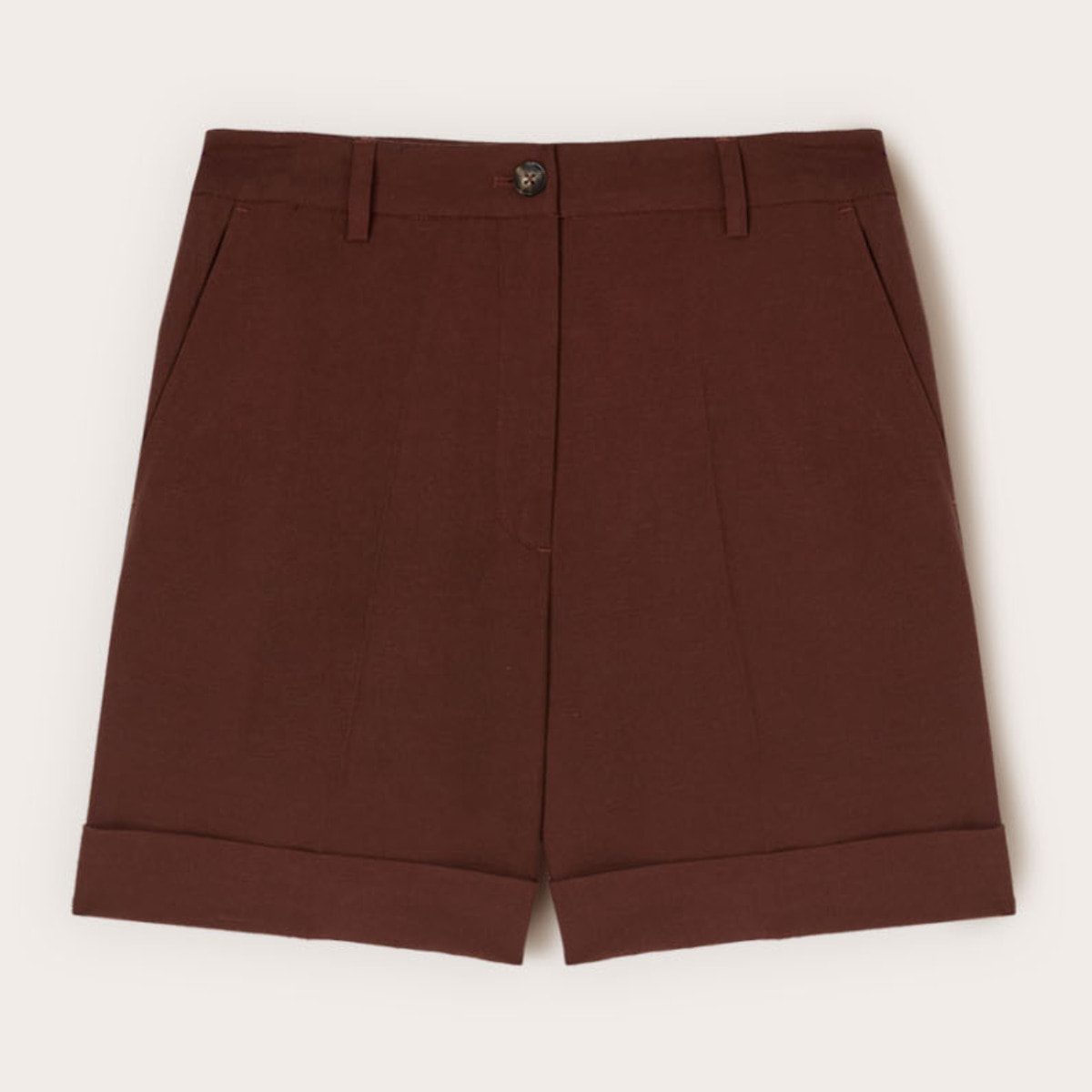 Motivi - Shorts in misto lino con risvolto - Marrone
