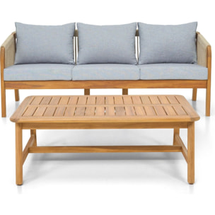 Salon de jardin 3 places en bois FSC - SYMI