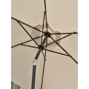 MARBELLA - Parasol à manivelle en aluminium gris anthracite et toile gris