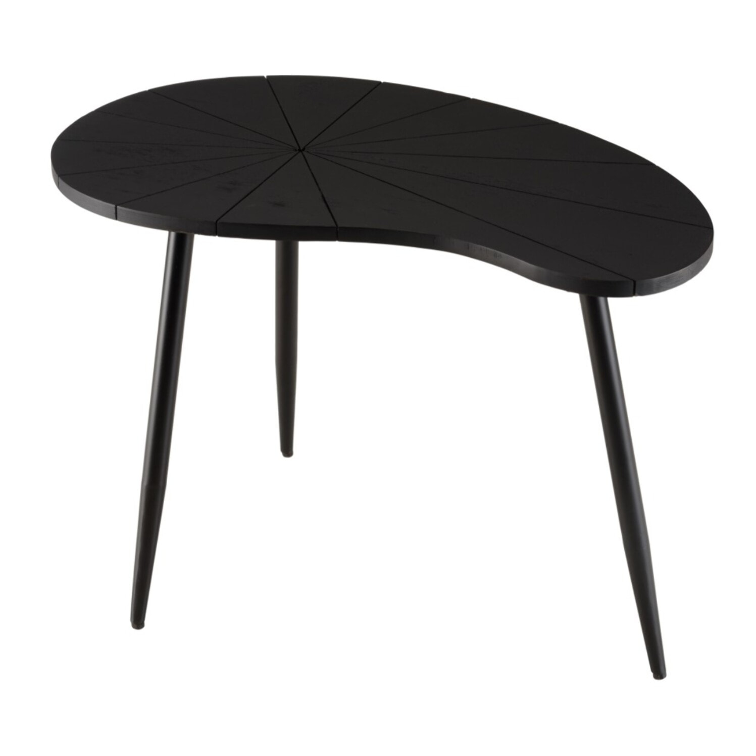 JAMES - Table d'appoint ovoïde plateau texturé noir mat pieds fer noir