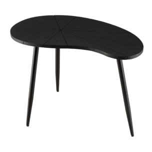 JAMES - Table d'appoint ovoïde plateau texturé noir mat pieds fer noir