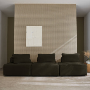 Lot de 3 chauffeuses pour canapé modulables velours côtelé vert foncé avec un coussin