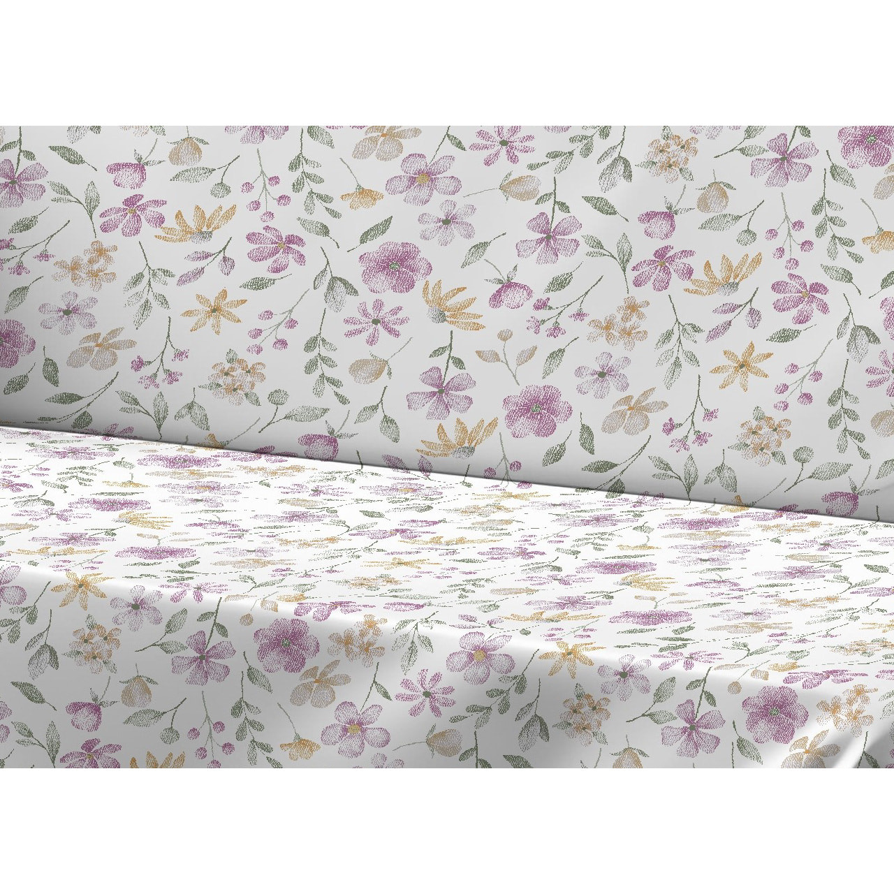Telo Arredo Copritutto Grand Foulard Copridivano Copriletto 100% Cotone Disegno Primavera Rosa