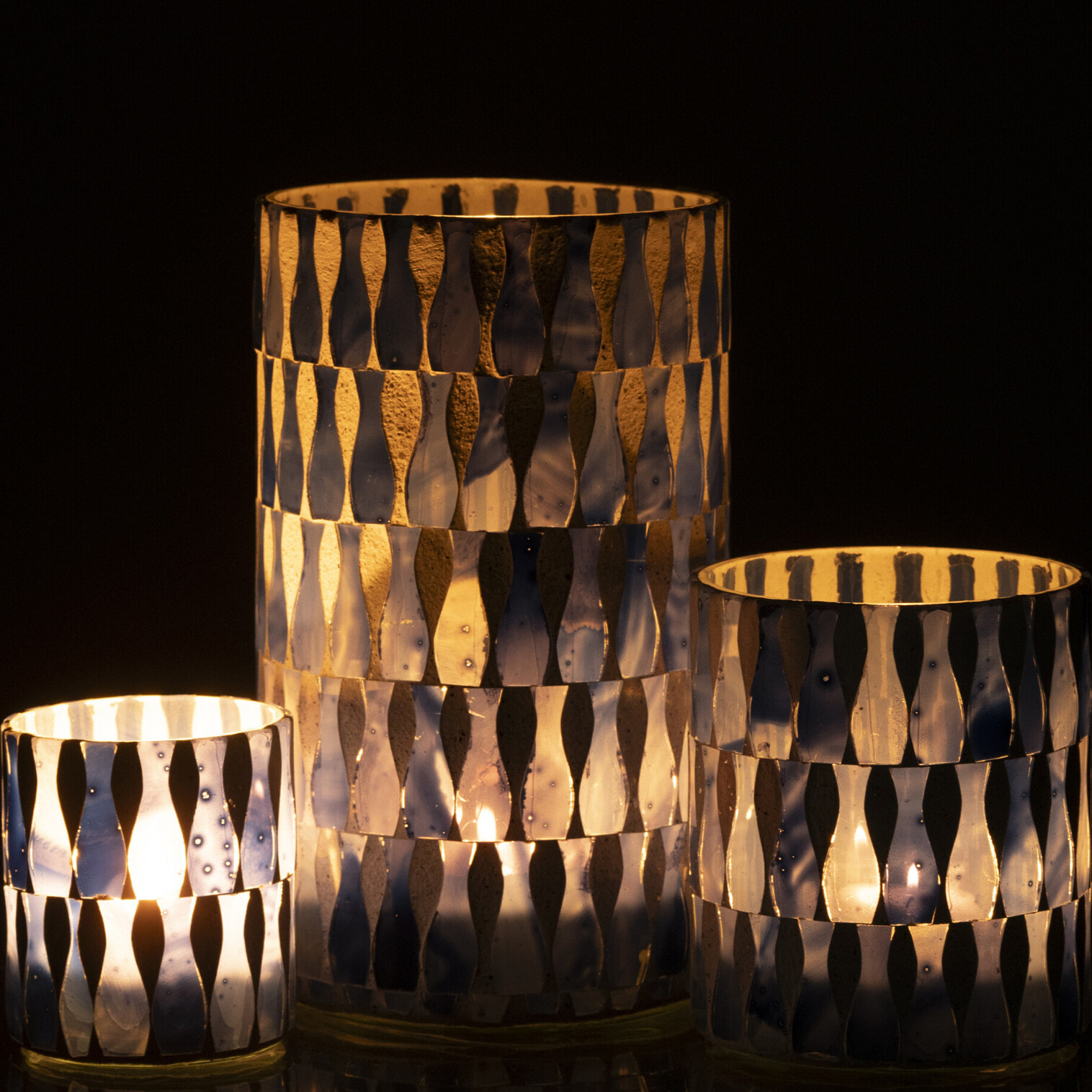 J-Line Chandelier - verre - bleu/blanc - large