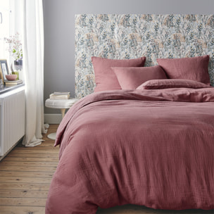 Housse de couette unie en gaze de coton lavée, TENDRESSE, Rose Canyon