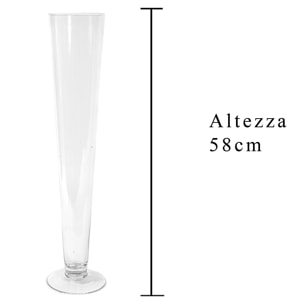 Vaso A Cono Con Piedistallo. Altezza 58 Cm - Pezzi 2 - 11X58X11cm - Colore: Incolore - Bianchi Dino - Vasi E Cont. Vetro, Alzate