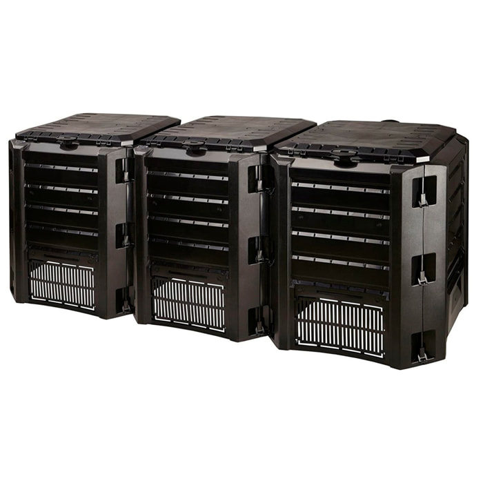 Compostador 1200 l prosperplast compogreen module de plástico en color negro, 82,6 (alto) x 198 (ancho) x 71,9 (profundo) cms