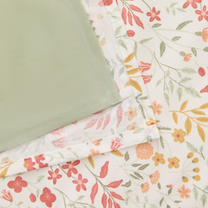 Funda nórdica de algodón percal 180 hilos flores Ferdu color verde 100% Algodón percal
