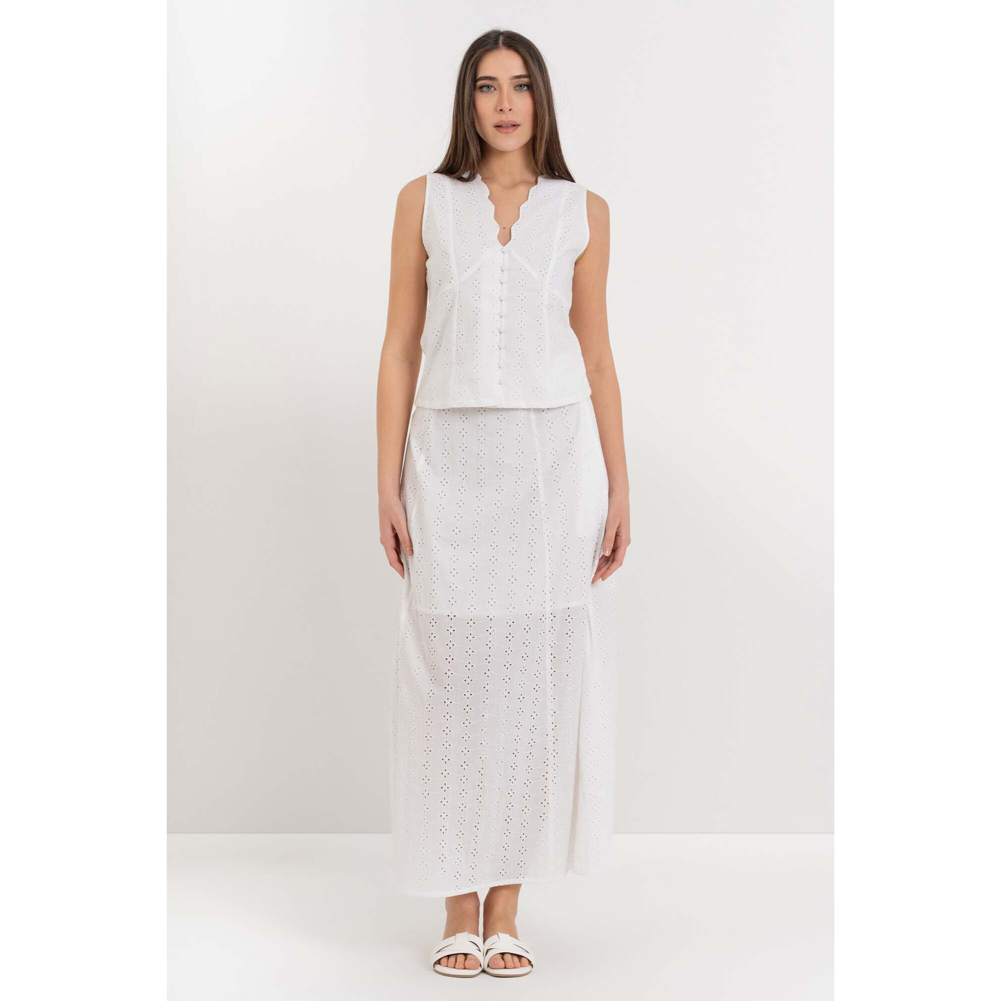 Kocca - Gonna a vita alta in 100% cotone con motivo traforato Donna