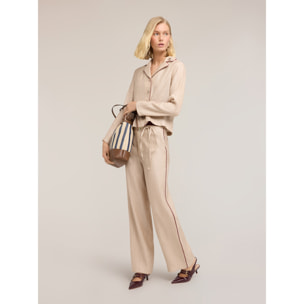 Motivi - Camicia in crépon con applicazione gioiello - Beige