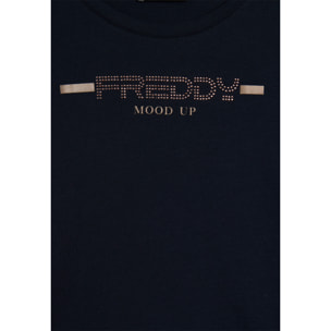 T-shirt da donna a manica lunga con fondo stondato