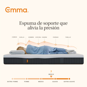 Pack Emma Colchón Híbrido Pro + protector de colchón + 2x Almohada Original Adapt